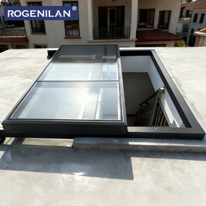Fenêtre de toit coulissante moderne Rogenilan à isolation thermique, vitrée, résistante aux ouragans, <span class=keywords><strong>en</strong></span> aluminium et verre, avec ouverture électrique - Product Image 1