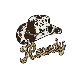 TUOCHENG Factory Supply Cheap HOWDY DTF Designs Vinyl Sticker Transfer Logo Iron On Patches Heat Press Labels for T Shirts