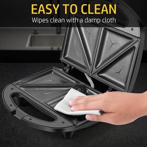 Sandwich Maker, <strong>Toaster</strong> and Electric <strong>Panini</strong> Press with Non-stick Plates, LED Indicator Lights, Cool Touch Handle, Black - Product Image 6