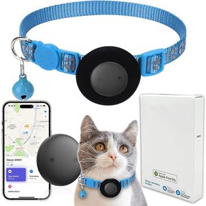Traceur GPS pour chat 365GPS, collier bleu, batterie rechargeable, étanche, compatible avec Apple Find My - Product Image 1