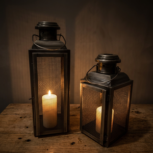 Artisan Design Handmade Modern Iron <b>Mesh</b> Candle Lantern Set Black Metal Hanging Tabletop Decor for Home Wedding <b>Garden</b> Decor - Product Image 1