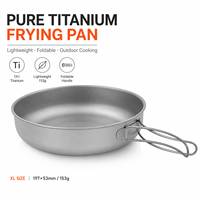 Poêle à frire extra large en titane pur, légère, avec poignée pliable, pour le camping en plein air, la randonnée et le trekking