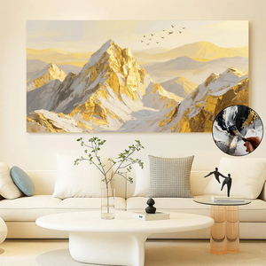 Peinture à l'huile moderne <span class=keywords><strong>Montagne</strong></span> Dorée faite à la main, texture épaisse, <span class=keywords><strong>couteau</strong></span> à palette, art mural 3D sur toile pour salon - Product Image 1
