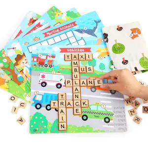 SD30 핫 세일 어린이 영어 단어 솔리테어 크로스 워드 게임 조기 교육 계몽 영어 책상 단어 게임 장난감 도매