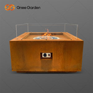 Table de foyer extérieur au gaz en acier Corten pour bois de chauffage - Product Image 5