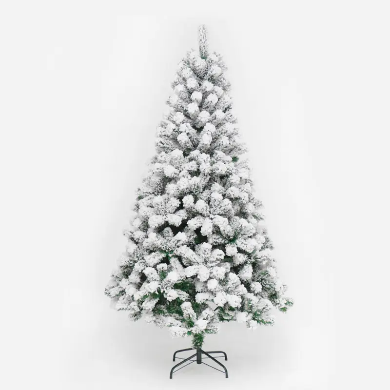 Wheapest PVC Christmas Tree 4Ft 5Ft 6Ft 7Ft Snowflakes Flocking Christmas Tree Home Christmas Decor