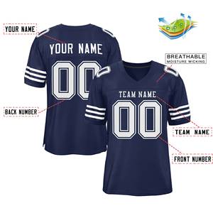 Camiseta de Fútbol Americano Clásica Personalizada en Malla Blanca y Azul Marino - Product Image 6