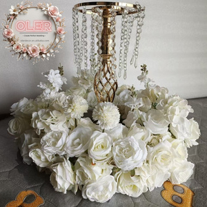 Oler Vòng hoa màu đỏ với hoa trắng bảng trung tâm cho các sự kiện đám cưới trang trí nến Swag - Product Image 6