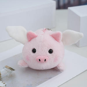 Porte-clés en peluche mignon avec queue qui bouge, <span class=keywords><strong>chien</strong></span>, chat, cochon, ours, panda, dinosaure, lapin, jouets en peluche, porte-clés, porte-clés à ailes d'ange - Product Image 3