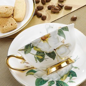 Tasses à thé en <span class=keywords><strong>porcelaine</strong></span> fine avec soucoupe et cuillère, tasses à café en céramique à motif floral - Product Image 5