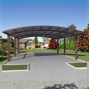 Abri de voiture moderne en alliage d'aluminium avec toit arqué, imperméable et durable, pour 2 voitures, pour patio extérieur, <span class=keywords><strong>jardin</strong></span> - Product Image 1