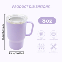 Gobelet isotherme personnalisable et élégant de 8 oz avec poignée, en acier intérieur durable et résistant aux chutes, en plastique extérieur, idéal pour la voiture avec un design compatible voiture