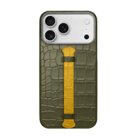 Étui de créateur exotique style sangle de doigt en cuir véritable d'alligator/crocodile avec aimant pour iPhone 18 17 Pro 18 17 Pro Max