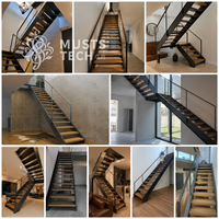 Escalier à double poutre moderne de luxe, sur mesure, fabrication directe usine