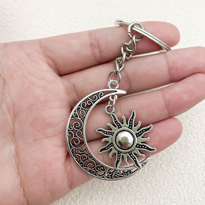 Luxury Fashion Vintage Zinc Alloy Waterproof Lightweight Crescent Pentagram Sun Star Angel <strong>Keychain</strong> Pendant - Product Image 4