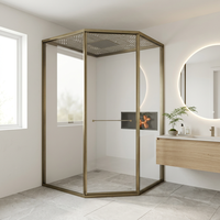 Cabine de douche d'angle Neo Angle Diamond en acier inoxydable avec porte coulissante en verre trempé pour salle de bain