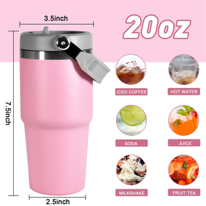 Custom logo 20oz 30Oz Camping Mug Metal Tumbler Outdoor Travel Mug Double Wall Stainless Steel Tumbler Flip <b>Straw</b> Tumbler - Product Image 3