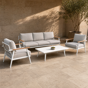 Sofá Seccional para Patio, Fabricado en Aluminio, Configurado para Envío en Módulos Planos, Resistente para Tres Estaciones Completas al Aire Libre - Product Image 1