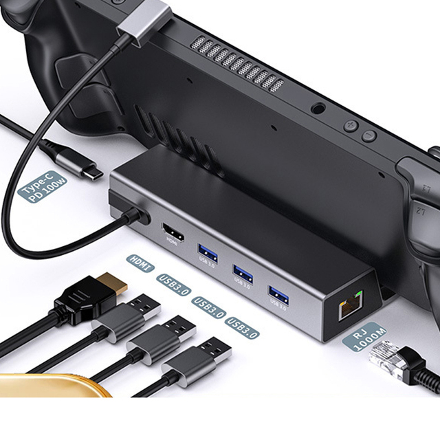 5 in 1 USB 3.0 PD100W Charging Docking Station for Steam Deck 4K 60Hz 60W Power Adapter Stock Available