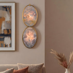 Lampe murale de salle de bain ronde minimaliste de luxe en alliage de bronze vintage avec LED, en pierre naturelle, vente en gros - Product Image 4