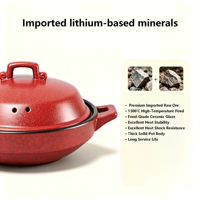 Casserole en céramique de style japonais rétro de 4,2 L avec couvercle en céramique, résistante à la chaleur, antiadhésive, compatible avec les cuisinières à induction et à gaz, ensemble de casseroles