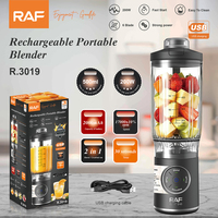 Mixeur Rechargeable RAF R.3019 200 W 500 ml 2-en-1 : Mixe et Broye la Glace, Minuteur 30 Secondes, Démarrage Rapide pour Smoothies, Jus, Utilisation en Salle de Sport et au Bureau