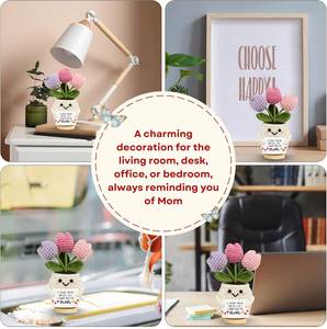 Handmade Emotional Positive <b>Support</b> Mom Crochet - Knitted Positive Tulip <b>Flowers</b> Crochet Doll Gifts for Mom From Daughter Son - Product Image 2