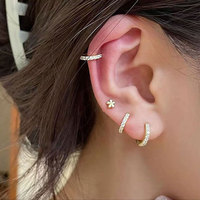 Pendientes de Aro Minimalistas de Lujo de Acero Inoxidable con Cierre de Clic, Micro Pavé de Circonita Cúbica, Joyería de Oreja Tipo Huggie Circular
