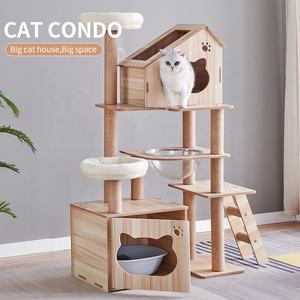 Holz-luxus großer katzenbaum-schloss mit plattform, sisal-kratzhaus und katzenklo aus haustier rabatt möbel katzenbaum - Product Image 6