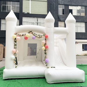 Château de saut gonflable de maison de rebond blanche extérieure commerciale en gros avec toboggan combiné pour mariage - Product Image 3