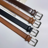 Sabuk Kulit Warna Solid Kustom untuk Pria dan Wanita, Sabuk Gesper Pin Kasual dan Modis Grosir.