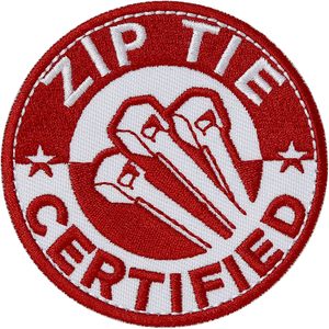 Parche táctico bordado rojo redondo con cierre de velcro certificado Zip Tie para tela - Product Image 1