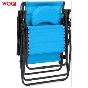 Fauteuil inclinable pliable d'extérieur Woqi, bleu ciel, en acier carbone, pour jardin, camping, chaise de loisirs portable avec porte-gobelet - Product Image 3