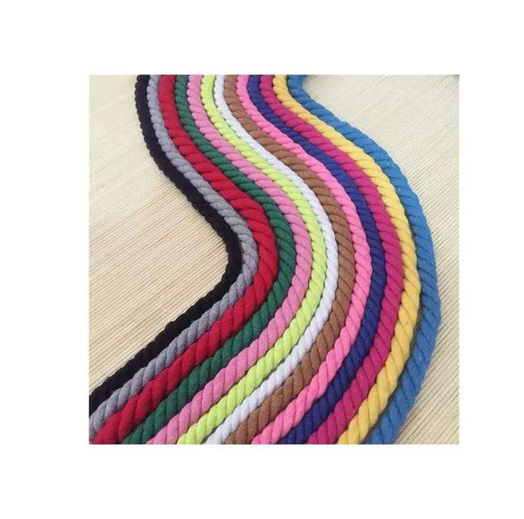 3 Strand Twisted 8mm Colored Thick Cotton Macrame Cord Rope for Gardening Tie-Downs Crafting Camping Bundles