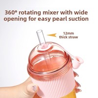 Nouvelle tasse à paille en plastique de 540 ml avec poignée, réutilisable, écologique, anti-fuite, sans BPA, étanche, multicolore, portable, pour le lait