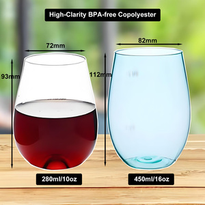 <span class=keywords><strong>Verre</strong></span> à vin sans pied en <span class=keywords><strong>plastique</strong></span> <span class=keywords><strong>réutilisable</strong></span>, brillant, durable et incassable pour la promotion (OEM/ODM) - Product Image 2