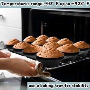 Reusable <b>Silicone</b> Cupcake Liners Black Heat Resistant <b>Silicone</b> Muffin Cups for Kitchen Non-Stick <b>Baking</b> Cups for Muffins - Product Image 6