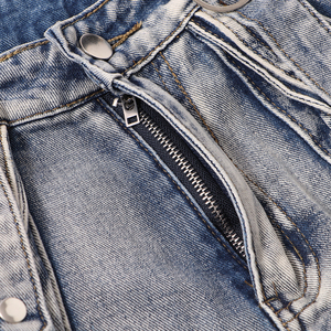 Denim-Baumwoll-Polyester Bootcut Vintage High-Waist <span class=keywords><strong>Jeans</strong></span> mit 3D-Seitentaschen und Bändern, Schwergewicht, Maßanfertigung <span class=keywords><strong>in</strong></span> Schwarz - Product Image 5