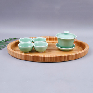 Plateau de service ovale en bambou, motif bois, multifonctionnel, pour fruits, pain, dîner, usage résidentiel - Product Image 2