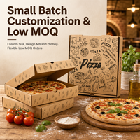 Boîtes à pizza en carton ondulé de qualité alimentaire personnalisées, logo en couleur, gaufrage, pour la livraison de traiteur, faible MOQ pour les petites commandes