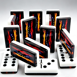 28 <span class=keywords><strong>dominos</strong></span> personnalisés en acrylique solide, impression intégrale, motif flamme, taille et illustration personnalisées, pour jeu de table - Product Image 1
