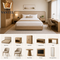 Solution complète de mobilier de chambre d'hôtel Vantel : lit king-size, table de chevet, bureau, armoire pour projets hôteliers