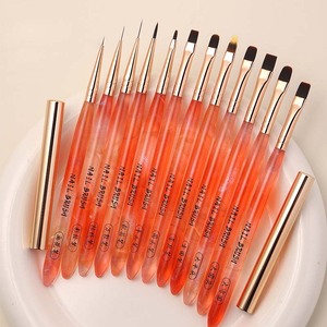 Kit de pinceaux à ongles avec manche en plastique et logo personnalisé, comprenant des pinceaux grands, larges, carrés, plats, ronds, pour gel, construction, liner, ombré et dégradé - Product Image 2