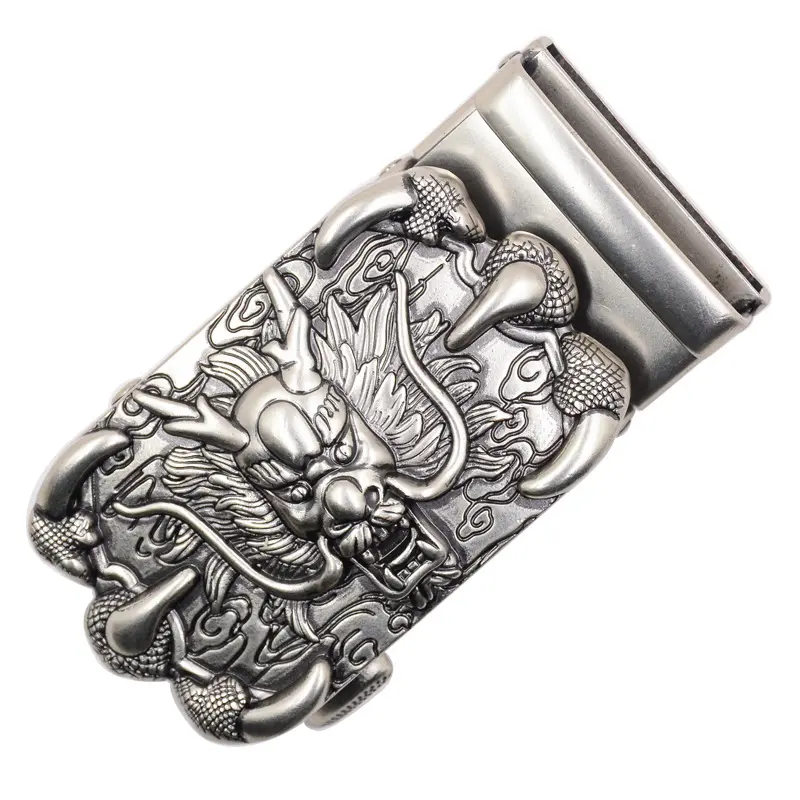 Custom Logo Designer Accessories Cheap Rotating 3D Dragon Logo Zinc Alloy Metal Men's Belt Buckle