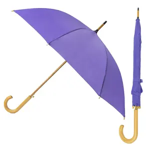 Atacado 23 polegadas Esculpido gancho J Forma Madeira Lidar Com Guarda-chuva Promoção Reta regenschirm com Logotipo