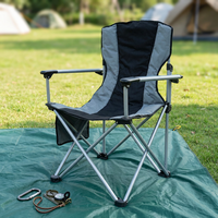 Chaise de camping d'extérieur pliable en alliage d'aluminium au design moderne avec sac latéral pour la pêche, le jardin et la plage