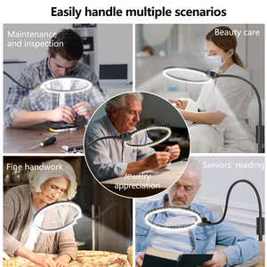 वुफान प्रो-एडजस्ट ग्लेयर-शील्ड फ्लोर मैग्निफायर बड़े गोल लेंस 3-कोलर लाइट. गहने मूल्यांकन और शिल्प निर्माण के लिए आदर्श - Product Image 6