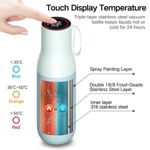 Customized Smart Stainless Steel Water Bottle App Vacuum <b>Flasks</b> & Thermoses <b>Drinking</b> Reminder Temperature Display Smart Tumblers - Product Image 3