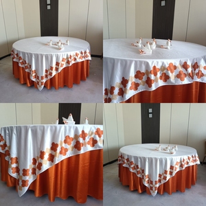 Hot Bán Sang Trọng Vòng Khăn Trải Bàn Tùy Chỉnh In Mô Hình Cho Đám Cưới Các Bên Nhà 120 ''132' Màu Xanh Lá Cây Màu Cam Tổ Dạ Tiệc <span class=keywords><strong>Tablecoths</strong></span> - Product Image 2