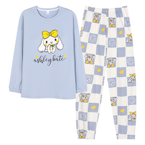 <span class=keywords><strong>Pyjama</strong></span> double face en coton pur pour femmes, automne et hiver, manches longues, épaissi, mode Cartoon Girl Casual Sports Lingerie - Product Image 5